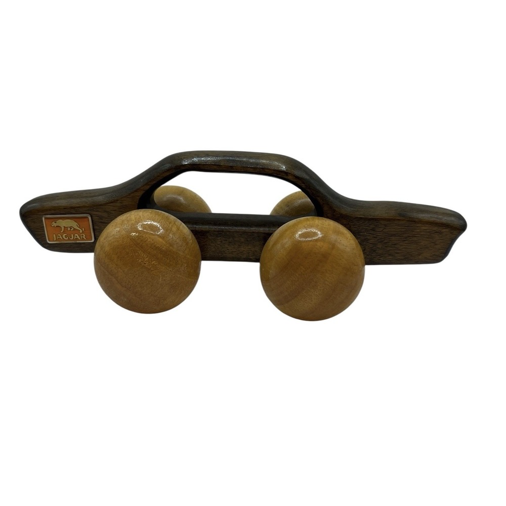 Vintage Jaguar‎ Two-Tone Wooden Back Massager Roller Car Vehicle Collectible